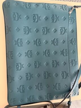 MCM Medium Aren Crossbody Pouch In Monogram Leather teal/turquoise